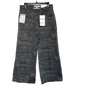 Refrain Los Angeles Wide Legs Size 7/28 Luxe Denim Camo Print #036